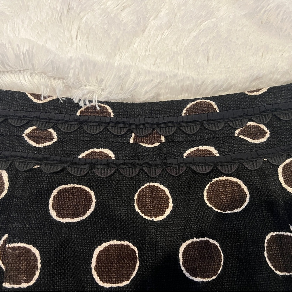 Tory Burch Black and Brown Circle Polka Dot Mini Skirt Size 10 EUC - Picture 3 of 12